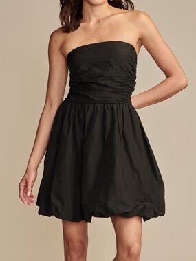 NWT Lucky Brand Strapless Bubble Hem Mini Dress - Jet Black